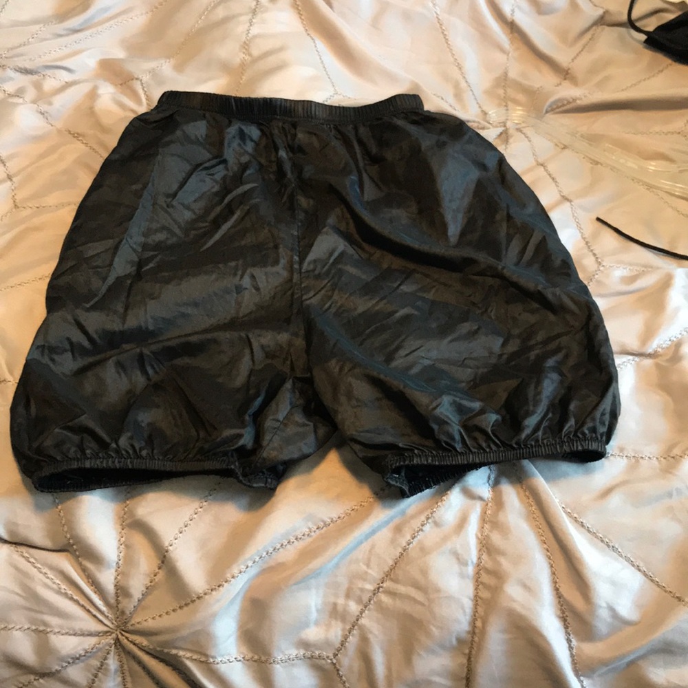 Black trash bag ballet shorts